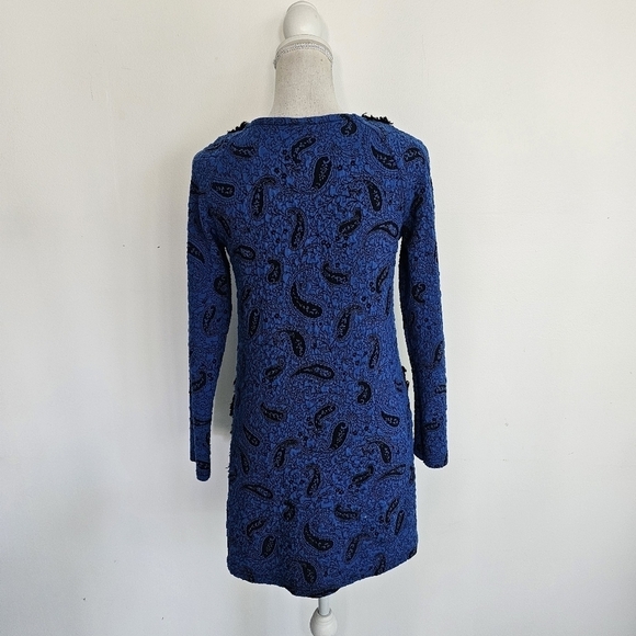 Zaza Couture Blue Paisley Fuzzy Shift Dress - Picture 6 of 9